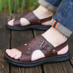 Sandals Men’s Genuine Leather Business Casual Non slip Men’s Beach Sandals