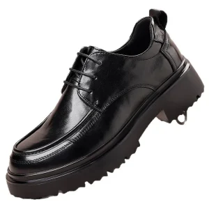 Semi Formal Men’s Lightweight Lace Up Loafers 38 44 Two Layer EVA Rubber Black Italian Office Shoes