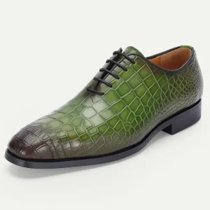 Sh12160a Green Color Formal Party Footwear Luxury Men Leather Shoes Crocodile Skin Designer Shoes