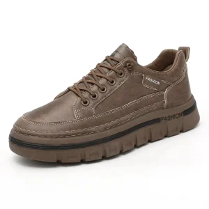 Shoes Men’s Genuine Leather Anti-slip Casual Lace-up Brown Fashionable