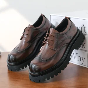 Shoes Men’s Platform Elevation Casual English Style Summer Brown Wedding Groom