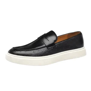 Size 38-46 Men’s Dress Shoes Breathable British Style Loafers Zipper Closure Lighted Anti Slip Animal Print PU Upper Spring