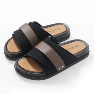 Slippers for Men Outdoor Casual Thick Soled Anti slip EVA Frosted Fabric Leather Business slippers and Sandals Men’s Shoes