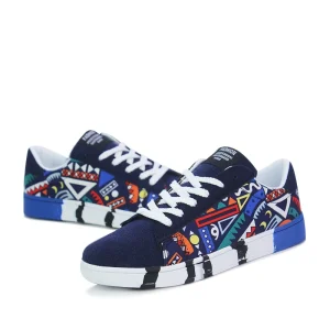 Small MOQ European Fashion Printed Canvas Shoes for Men