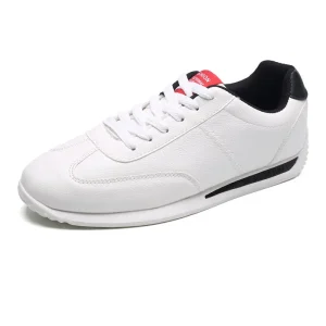 Sneakers White Men’s Sports Casual Shoes Comfortable Breathable Anti-Slippery Massage Lace-Up Canvas Rubber Outsole
