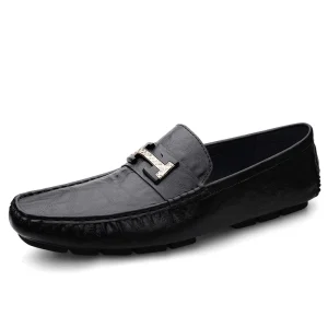 Spring Breathable Men’s Shoes with Slip-on Shoes British Casual Leather Shoes Trendy and Versatile for One Foot