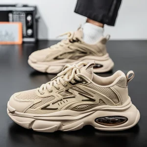 Spring New Men’s Breathable Mesh Teen Sports Shoes Casual Thick-Soled Versatile Dad Trendy Shoes