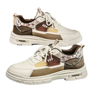 Spring New Release Men’s Low-Top Lace-Up Casual Sports Shoes Korean Fashion Trendy Young Student Board Shoes Knitted Rubber