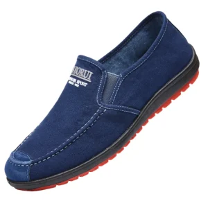 Spring Printed Old Beijing Cloth Shoes Men’s Casual Canvas Flat Sole Slip On Loafers