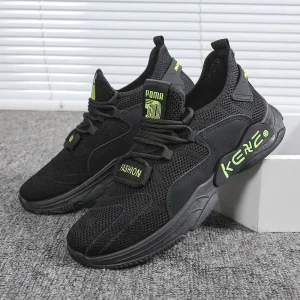 Spring Summer Autumn New Men’s Korean Light Weight Running Shoes with Woven Breathable Mesh Upper EVA Midsole Plastic Outsole
