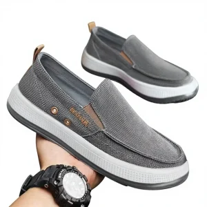 Spring Summer New Casual Men’s Trendy Boat Shoes Breathable Wear-Resistant Lightweight Canvas Rubber Outsole Cloth Lining