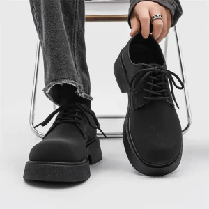 Spring Summer New PU Men’s Casual Big Head Derby Shoes Frosted Hair Stylist Japanese Style Fashionable Solid Color