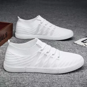 Spring and summer breathable thin mesh fly-knit men’s slip-on shoes comfortable lazy shoes color-blocked versatile casual shoes
