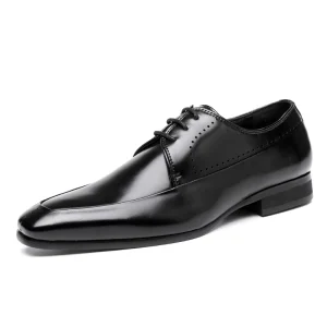 Square Toe Vintage Derby Shoes Men’s Work Footwear British Business Formal Leather Shoes Weddings Dress Shoes for Men