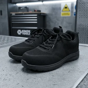 Steel Toe Men’s Safety Shoes with Injection Sole Mesh Upper Rubber Outsole Black 25.5cm