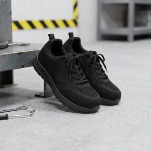 Steel Toe Men’s Safety Shoes with Injection Sole Mesh Upper Rubber Outsole Black