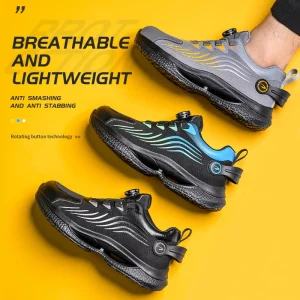 Style Quick Lacing Breathable Anti-smashing Specifications Metal Non slip Security Guard Work Men Steel Toe Safety Shoes