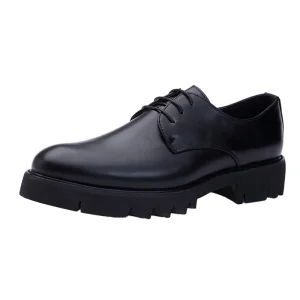 Stylish Design Daily Life Black PU Platform Oxford Slip On Lightweight Men Wedge Office Dress Business Spring Shoes