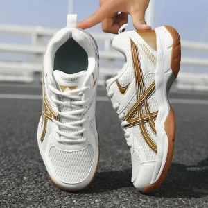 Summer Breathable Mesh Badminton Shoes For Men Women Professional Competition Teenage Sneakers For Night Running
