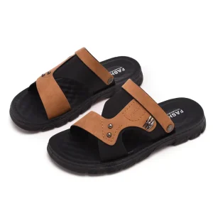 Summer Men’s Casual Sandals Breathable Joker Beach Shoes Button Thick Bottom Non Slip Feature Printed Design
