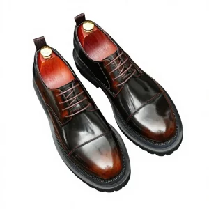 Summer Men’s Derby Shoes Solid Color Breathable Non Slip Thick Sole Business Office Career Lace Up