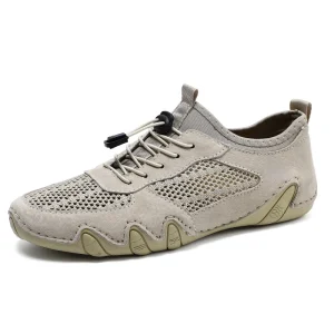 Summer Men’s Slip-On Genuine Leather Mesh Sports Shoes