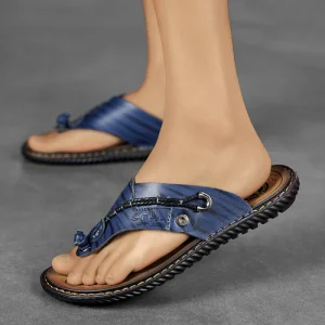 Summer Men’s Waterproof Handcrafted Soft Soled Wear Resistant Comfortable Anti Slip Flip flops Indoor Outdoor Slippers