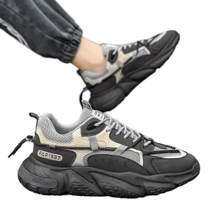 Summer Mesh Breathable Thick-Soled Lace-Up Casual Men’s Running Shoes Heightening Sneakers