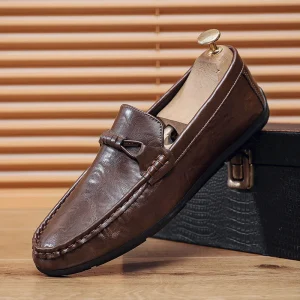 Summer New Men’s Low-Top Slip-On Casual Loafers Non-Slip Round Head Polyurethane Shoes Boat & Driving Shoes