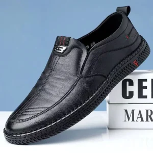 Summer New Soft PU Slip On Round Head Toe Business Men’s Casual Derby Shoes