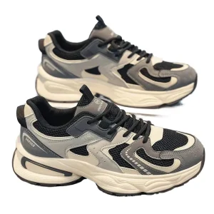 Summer Trendy Men’s All Match Sneakers Breathable Mesh Design Lace Up Closure Thick Soled Casual EVA Insole Walking Shoes