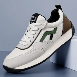 Summer Vintage Men’s Shoes with Breathable Lace Up Casual Trendy Ones Thick Sole and One Piece Hair for Sports