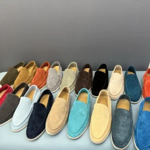 Top Channel Version Spring Walk Men’s Genuine Leather Round Head Anti Slip LP Loafers Slip On Shoes with Rubber Outsole