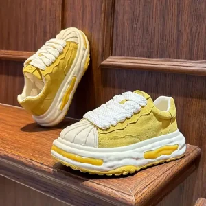 Trendy Casual Men Retro Shoes Light Weight Height Increasing Soft Chunky Walking Style Sneakers