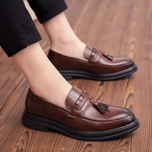 Trendy Men’s Casual Leather Loafers Handmade Comfortable Slip On Shoes