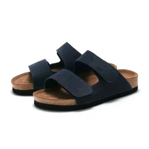 Unisex Cork Slippers Adjustable Leather Sole Flat Sandals