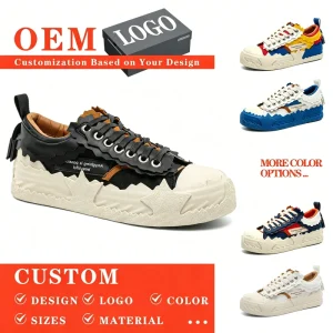 Urban Streetwear Distressed Edge Retro Color Block Men’s Skate Shoes Premium Color Block Sneakers Urban Streetwear Shoes