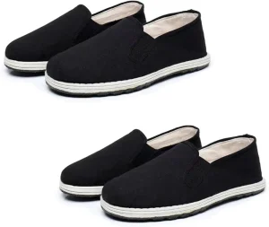 Veca Vc 2 Pair Men’s Martial Art Kung Fu Tai Chi Shoes Canvas Upper Cotton Fabric Lining Rubber Midsole Outsole Sweat Absorbent