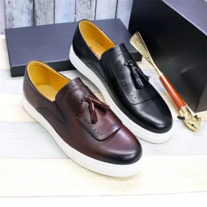 W123-K10 High End Handmade Genuine Leather Men’s Monk Strap Slip-On Flat Sneakers Italian Style Sports Casual Shoes Spring