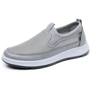 Mesh Upper Lightweight PU Sole Men’s Cushioning Walking Shoes Slip-On Jogging Loafers for Men