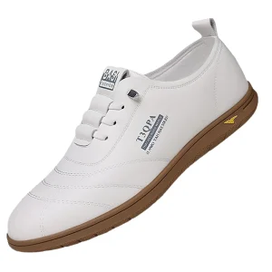 Waterproof PU Upper Light Weight Lighted Lace Up Court Sneakers Men’s Flat Walking Driving Shoes for Spring Autumn Summer Winter