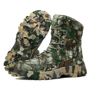 Waterproof Wear Resistant Men’s Hunt Sport Climbing Hiking Boots Camouflage Desert Tactical Boots Leather Hunting Boots Shoes