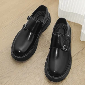 Youthful Round-Toe Low-Heeled Slip-On Chunky-Soled Workwear-Style Men’s Shoes