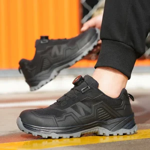 ZG 925 Safety Shoes Lace Free Swivel Buckle Work Men’s Work Safety Boots Rotated Button Easy Wear Work Shoes Breathable